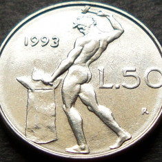 Moneda 50 LIRE - ITALIA, anul 1993 *cod 893 = modelul mic