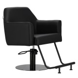 Fotoliu de coafură Milos hidraulic rotativ pentru salon de coafură, suport pentru picioare cromat, scaun de coafură.