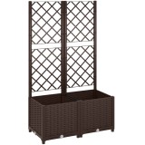Outsunny Pat &Icirc;nălțat pentru Grădină cu Spalier și 6 Orificii de Drenaj, 80x40x135 cm, Maro | Aosom Romania