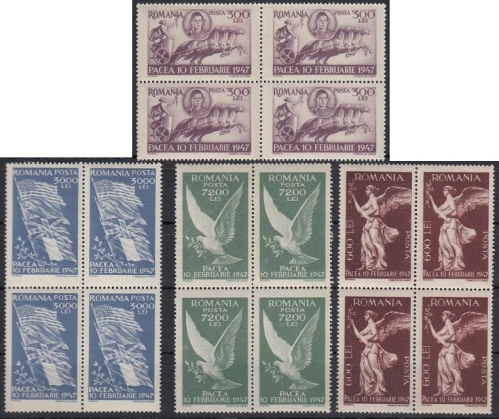 Romania 1947 - Pacea, serie neuzata de 4
