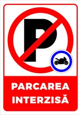 Semn pentru parcarea interzisa cu exceptia motocicletelor foto