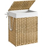 SONGMICS Cos rufe cu capac, ratan sintetic si sac detasabil, 90 L, 46x33x60 cm, natur Household NewTrend