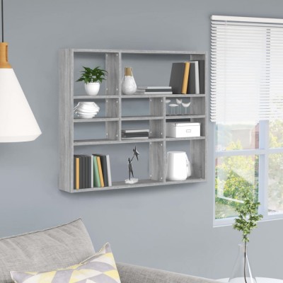 vidaXL Raft de perete, sonoma gri, 90x16x78 cm, lemn compozit 815559 foto