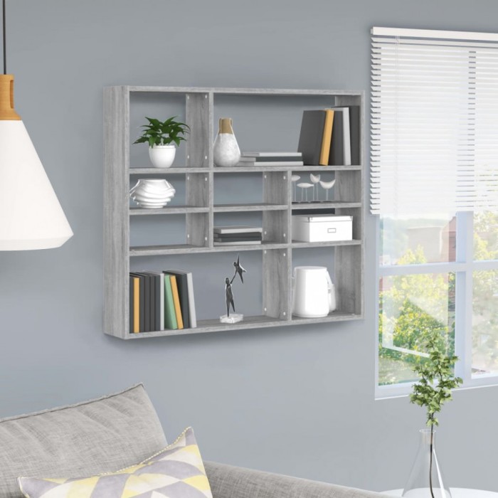 vidaXL Raft de perete, sonoma gri, 90x16x78 cm, lemn compozit 815559