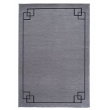 Covor Premium Model DYWAN SOHO GRAY, Gri, Negru, Marime 160 x 230 cm, Tesatura Plata, Poliester, Bumbac, Antiderapant, Antialergic, Living, Dormitor,