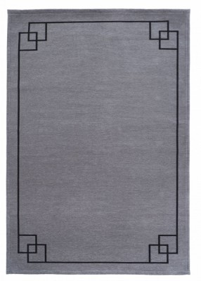 Covor Premium Model DYWAN SOHO GRAY, Gri, Negru, Marime 160 x 230 cm, Tesatura Plata, Poliester, Bumbac, Antiderapant, Antialergic, Living, Dormitor, foto