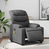 vidaXL Fotoliu de masaj electric rabatabil, gri, piele ecologică