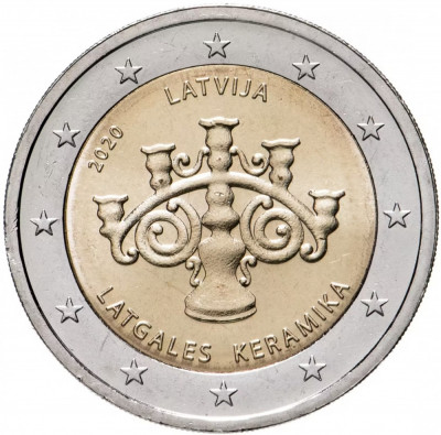 Letonia 2 Euro 2020 (Ceramica letona) KM-208 UNC !!! foto