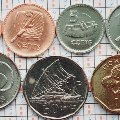 01B14 Fiji set 7 monede 1, 2, 5, 10, 20, 50 Cents, 1 Dollar 2000 - 2010 UNC