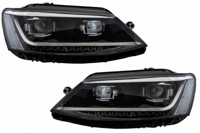 Faruri LED DRL VW Jetta Mk6 VI Non GLI (2011-2017) Semnal Dinamic Secvential Xenon Matrix Design Performance AutoTuning foto