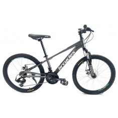 Bicicleta MTB 24&Prime; BR Tornado, cadru Aluminiu, 21 viteze, cu Shimano, Gri