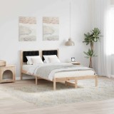 vidaXL Cadru de pat cu headboard Negru 135 x 190 cm țesătură 878201