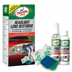 Kit restaurare far lustruire polishat faruri Turtle Wax 118ml+118ml+discuri abrazive indeparteaza opacitatea si ingalbenirea Kft Auto foto