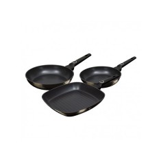 Set 3 tigai cu strat titan antiaderent Primal Gloss Berlinger Haus BH 6073, maro, curatare usoara, grill, inductie