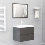 Set mobilier de baie, 2 piese, gri, PAL