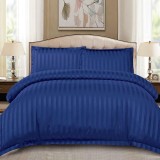 Cumpara ieftin Lenjerie Damasc Stripe Bleumarin 4 Piese (Finet)