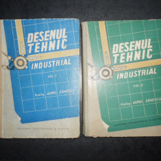 AUREL ZANESCU - DESENUL TEHNIC INDUSTRIAL 2 volume (1958, editie cartonata)