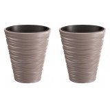 Set 2 ghivece de flori, Sand, rotunde, 38.8x43.6 cm, cafeniu, Prosperplast