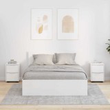 Mese de noptiera cu sertar 2 pcs Alb lucios 30,5 x 30 x 43 cm