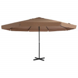 Umbrela soare exterior cu stalp aluminiu gri taupe 500 cm GartenMobel Dekor, vidaXL