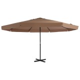 Cumpara ieftin Umbrelă soare exterior cu st&acirc;lp aluminiu gri taupe 500 cm