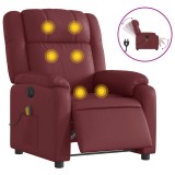 Cumpara ieftin Fotoliu de masaj electric rabatabil, rosu vin, piele ecologica