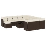 Cumpara ieftin Set canapele de gradina cu perne, 13 piese, maro, poliratan