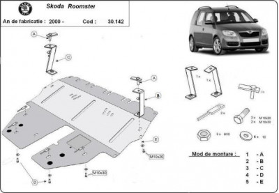 Scut motor metalic Skoda Roomster 2006-2015 foto