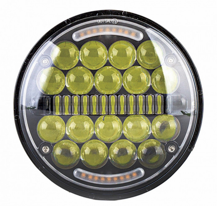 Proiector LED 90W 12-24V cu 2 faze si lumina de zi DRL galbena