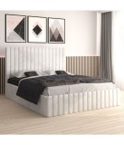 Pat Tapitat Luca Alb + Saltea Lux Ortopedica 140x200cm