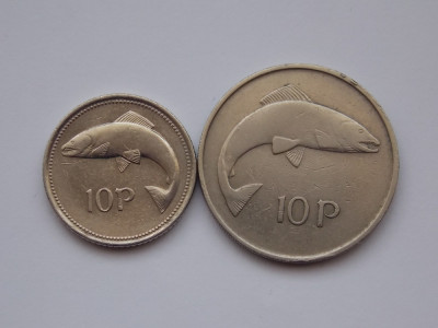 LOT 2 MONEDE 10 PENCE IRLANDA (1969,1993) foto