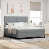 VidaXL Pat cu arcuri cu saltea Gri deschis 180 x 200 cm țesătură
