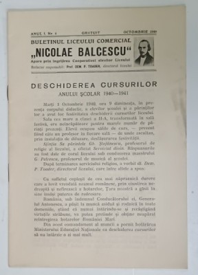 BULETINUL LICEULUI COMERCIAL &amp;#039; NICOLAE BALCESCU &amp;#039; , BUCURESTI , NR.6 , 1940 foto