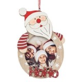 Ornament de Brad din Lemn cu Suport pentru Fotografie, Mos Craciun, 14 cm, CMCLASS