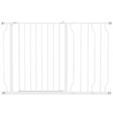PawHut Poartă de Siguranță pentru C&acirc;ini din Oțel și ABS, Poartă Extensibilă pentru C&acirc;ini pentru Scări și Uși, 75-115 cm, Alb