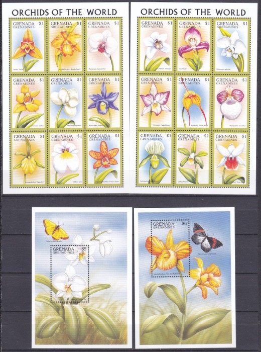 DB1 Flora Orhidee 1997 Grenada Grenadines 2 x MS + 2 x SS MNH