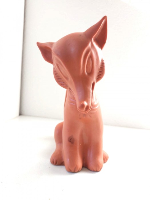 Vulpe, vulpita Aradeanca, jucarie veche romaneasca, cauciuc, 15cm inaltime