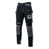 Pantaloni de lucru Lahti Pro, marimea S, poliester/bumbac, 15 buzunare, talie ajustabila, elemente reflectorizante, Negru/Gri