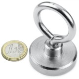 Magnet neodim oala &Oslash;40 mm, cu inel, putere 55 kg