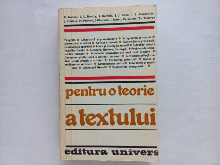 PENTRU O TEORIE A TEXTULUI