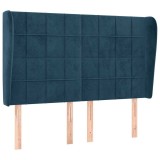 Cumpara ieftin Tablie pat cu urechi albastru inchis 147x23x118/128 cm catifea