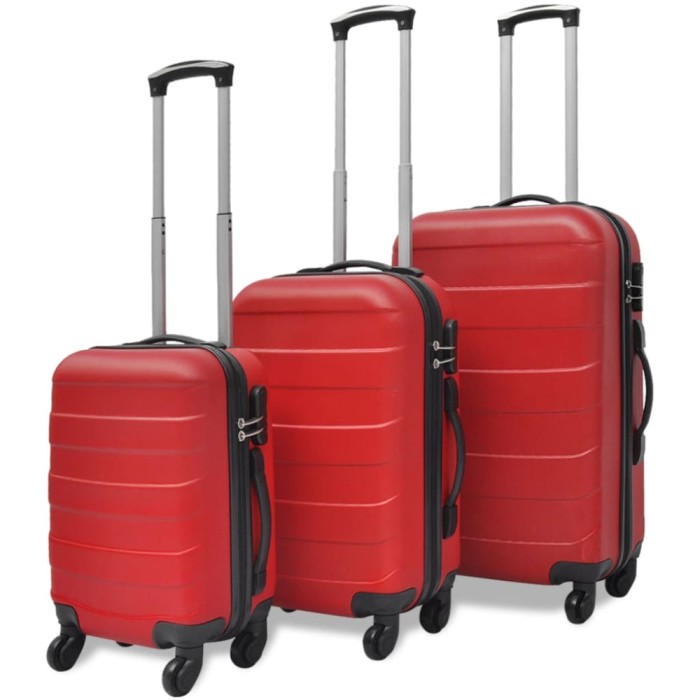 Set valize rigide, roșu, 3 buc., 45,5/55/66 cm