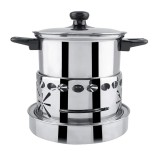 Set fondue Ftory, otel inoxidabil, argintiu/negru, 23 x 23 cm