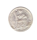 Moneda Indochina Franceza (Vietnam) 10 cents/centi 1910, stare buna, curata, REBATERE cu perforatie