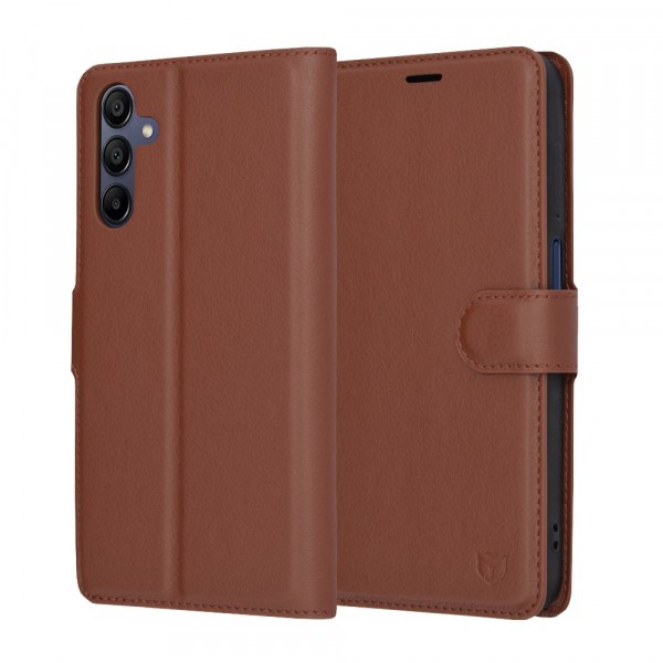 Husa pentru Samsung Galaxy A15 5G A156 / A15 A155, Techsuit, Leather Folio, Maro