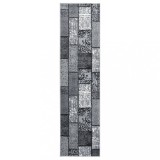 Cumpara ieftin Covor traversă, gri cu dreptunghiuri, 80x400 cm, BCF