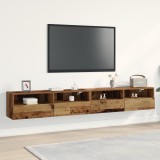 VidaXL Dulapuri TV de perete, 2 buc., lemn vechi, 100x30x30 cm, lemn