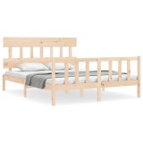 Cadru de pat cu tablie, king size, lemn masiv