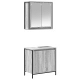 Cumpara ieftin Set mobilier de baie, 2 piese, gri sonoma, lemn prelucrat