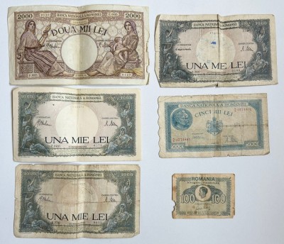 Lot 6 Bancnote circulate Romania in al Doilea Război Mondial 1941 1945 foto